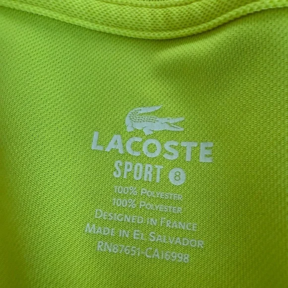 Men’s Lacoste Sport Fluorescent Yellow Polo Shirt - Picture 4 of 6